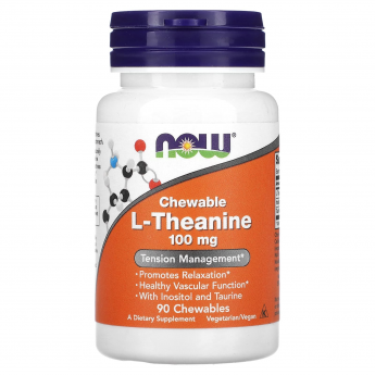 Аминокислота NOW FOODS L-THEANINE 100MG PLUS 90 пастилок