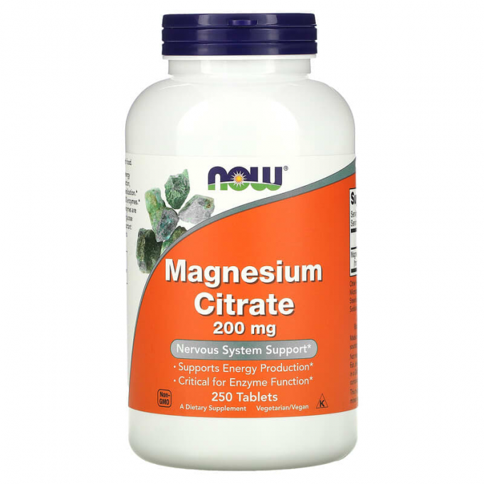 Магний NOW FOODS MAGNESIUM CITRATE 200mg 250 таблеток NS31761