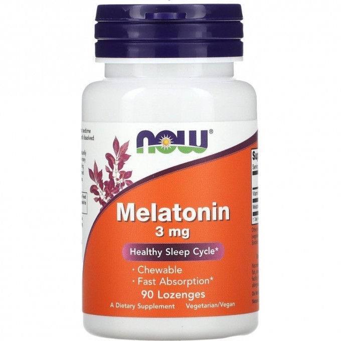 Мелатонин NOW FOODS MELATONIN+B6, 3 мг, 90 таблеток NS3258 Мелатонин NOW FOODS MELATONIN+B6, 3 мг, 90 таблеток NS3258