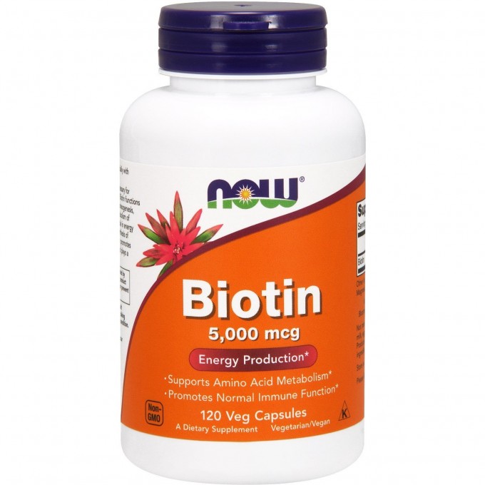 Витамин NOW FOODS BIOTIN, 5000 мкг, 120 капсул NS*0474 Витамин NOW FOODS BIOTIN, 5000 мкг, 120 капсул NS*0474