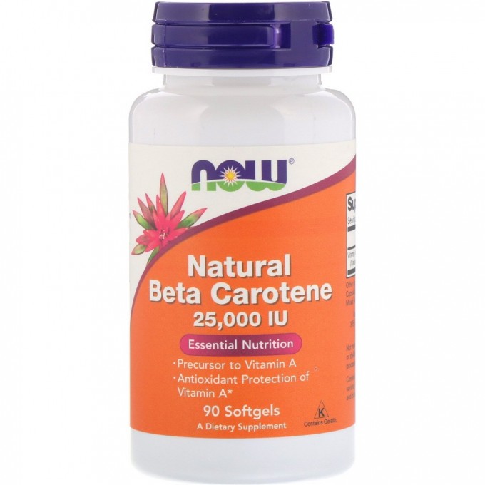 Витамин NOW FOODS NATURAL BETA CAROTENE, 25000МЕ, 90 капсул NS0320 Витамин NOW FOODS NATURAL BETA CAROTENE, 25000МЕ, 90 капсул NS0320