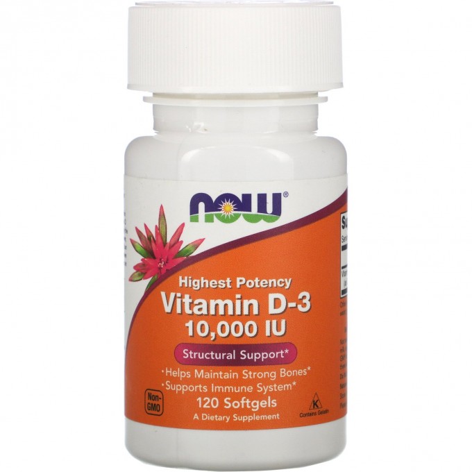 Витамин NOW FOODS VITAMIN D-3 10000 IU, 120 капсул NS0376 Витамин NOW FOODS VITAMIN D-3 10000 IU, 120 капсул NS0376